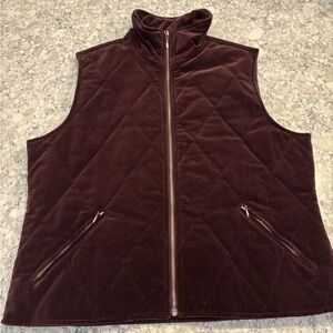 Talbots Quilted Velvet Zip Vest - Deep Wine